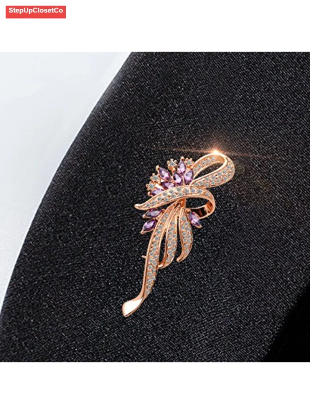 Vintage Style Created Crystal Flower Brooch Pin for Women Jackets Scarves Hats